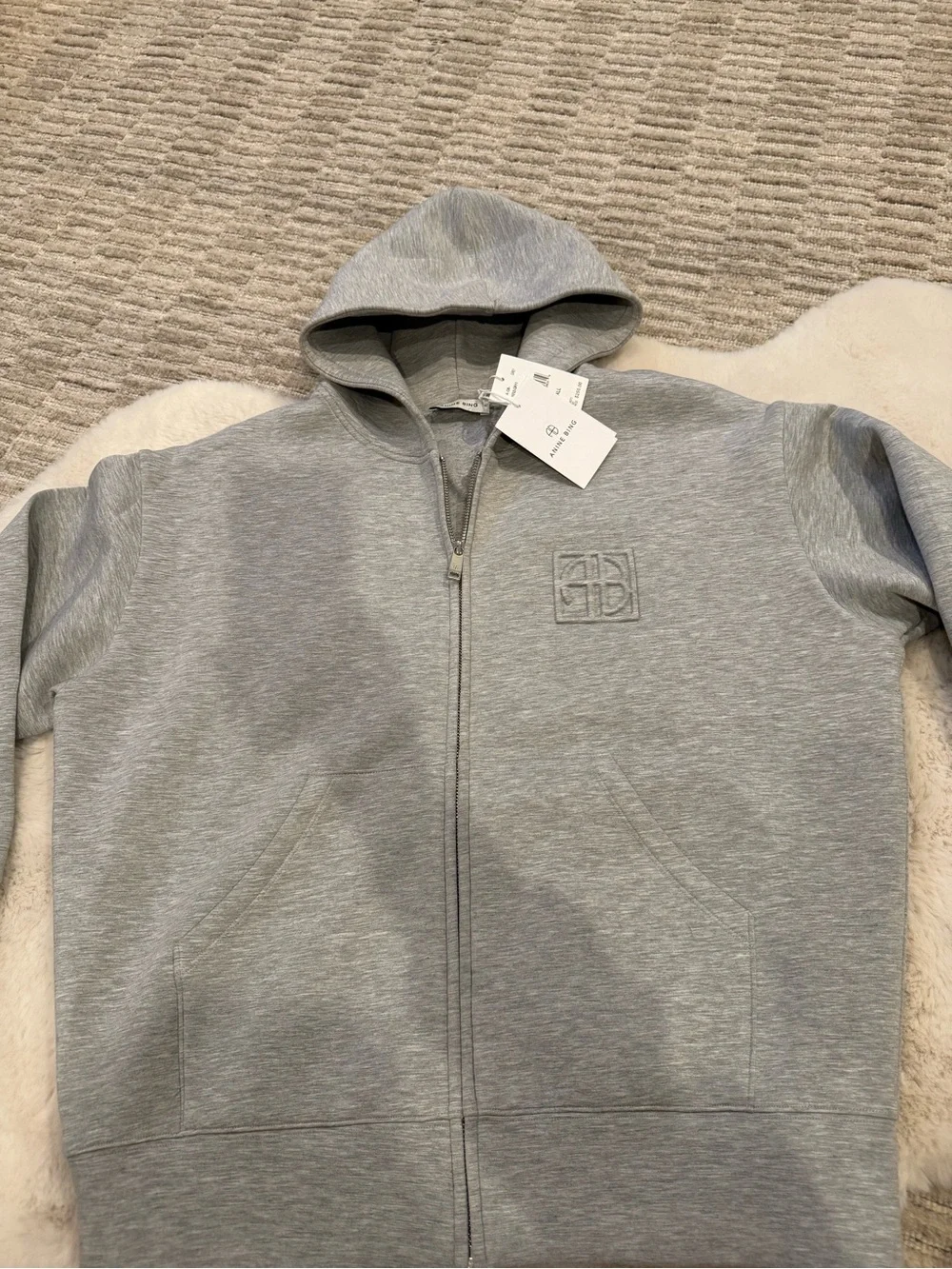 Anine Bing Grey Bond Zip Hoodie - Picture 14 of 15